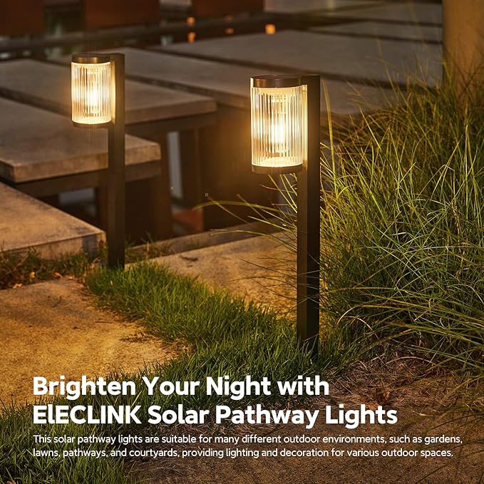 ELECLINK Solar Pathway Lights Outdoor, 10 Pack Upgraded Outdoor Solar Lights for Outside Super Bright Up to 12Hrs, IP65 Waterproof Solar Garden Lights for Path Driveway Walkway Sidewalk Decor