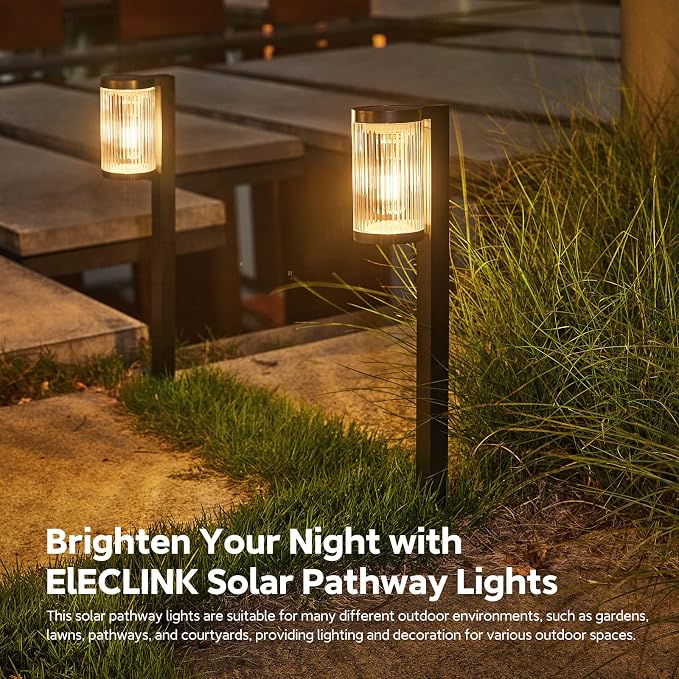 ELECLINK Solar Pathway Lights Outdoor, 6 Pack Upgraded Outdoor Solar Lights for Outside Super Bright Up to 12Hrs, IP65 Waterproof Solar Garden Lights for Yard Path Sidewalk Driveway 4th of July Decor