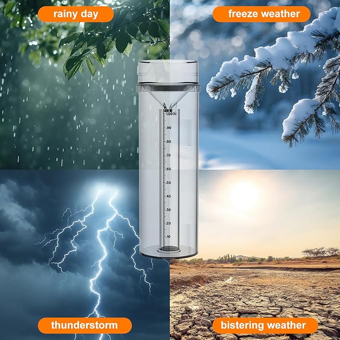 Rain Gauge Outdoor Professional Long Term Rain Gauge Mounting Bracket, Precisely Accurate to 1/100th of an Inch,UV and Heat Resistant, Non-Yellowing Rain Gauge Fit All Weather Conditions