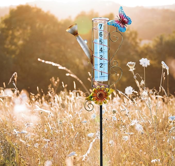 MUMTOP Rain Gauge Outdoor, 36 Inch Large Number Easy Read Water Measure Gauge for Lawn, Yard and Garden(Watering Can)