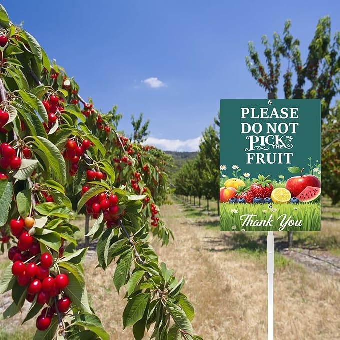 Private Property Please Don't Pick The Fruit Thank You Yard Sign With Stake Rustproof Reflective Aluminum Fruit Garden Signs Stand for Home Harvest Orchard Decoration Outdoor (8x12) IN