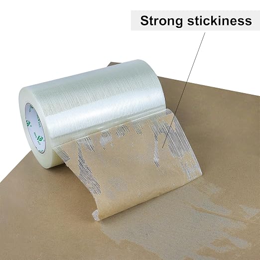 BOMEI PACK Wide Heavy Duty Fiberglass Filament Reinforced Packing Tape 8inch, 60yds x 5.5mil