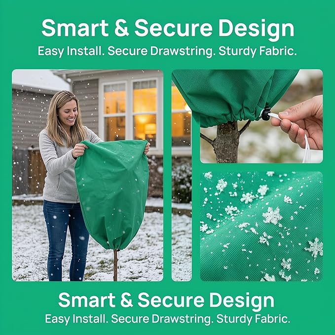 2 Pack Plant Covers Freeze Protection, 31.5" x 47.2" Frost Protection Covers with Zipper and Drawstring, Reusable Winter Plant Blanket for Outdoor Plants, Potted Trees, Shrubs and Garden Plants