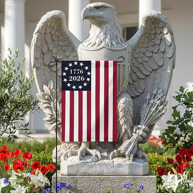 Bradford 1776 2026 Betsy Ross Garden Flag 12x18 Inch Double Side 13 Star Colonial American Flags for Yard 250th Anniversary 4th of July Memorial Day Decoration