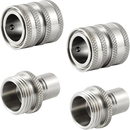 Raincovo Garden Hose Quick Connect, Stainless Steel Water Hose Fitting, Quick Release Hose Connector, 3/4 Inch GHT