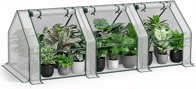 Gentingbro Mini Greenhouse Outdoor Portable Mini Greenhouse with Mesh Vents Portable Frame with Reinforced U-Shaped Ground Stakes 106 x 36 x 34-Inch
