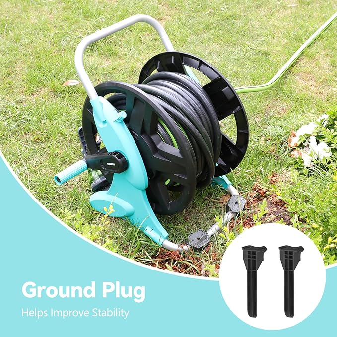 Garden Hose Reel Cart,Hose Holder Up to 50-100 Feet of 5/8" Hose,Wall Mounted Water Hose Reel,Portable Hose Reels for Outside Car Washing, Watering