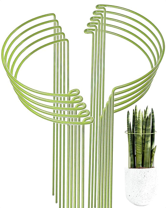 10-Pack Plant Support Stakes, Heavy Duty Steel Plant Stakes as Monstera Plant Support & Peony Cages, Metal Garden Stakes for Indoor Outdoor Plants, Snake Plant & Vine Support, 10" W x 15.8" H