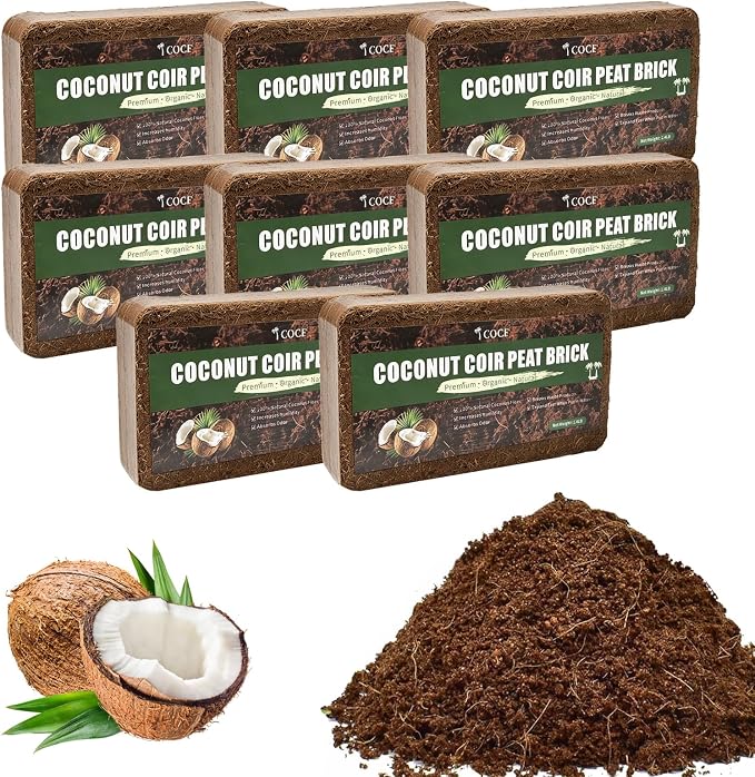 Coco Coir Brick - Low EC & pH Balanced, Compressed Organic Coconut Fiber Potting Mix for Indoor Outdoor Plants, Seed Starting, Hydroponics & Reptile Bedding(11.2lb)