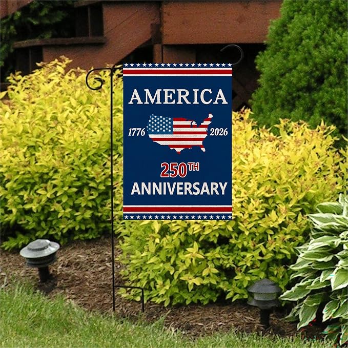 250 Anniversary Usa Garden Flags for Outside, 250 Anniversary USA Flag with Map Design, 1776-2026 Patriotic 4th of July Decorations Yard Sign Double-Sided Waterproof Flag 12x18 Inch 250 Year American Flag