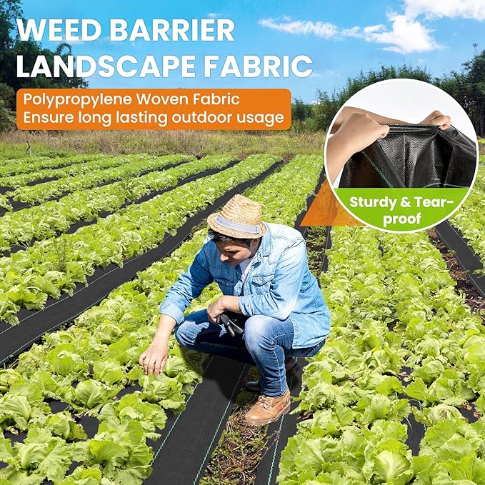 Weed Barrier Fabric, 4FTx300FT 3.2oz Landscape Fabric, Heavy Duty Durable Woven Geotextile Mat, Ground Cover for Gardening, Farming, Driveway, Landscaping