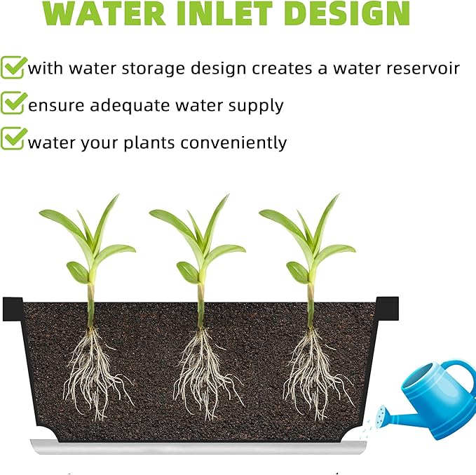 LOCONHA Window Box Planter, Plastic Vegetable Flower Planters Boxes 17 Inches Rectangular Flower Pots with Saucers for Indoor Outdoor Garden, Patio, Home Decor (7, Dark Grey)