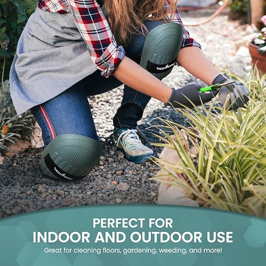 GARDEN GURU Home & Gardening Knee Pads – Waterproof EVA Foam Cushion, Soft Inner Liner, Comfortable Fit with Adjustable Straps (4 Pack)