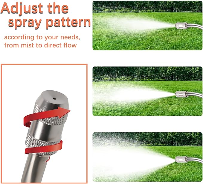2 Piece Sprayer Wand, Suitable for 1/2 Hose Quick Connector, 1/4" & 3/8" Brass Barb Sprayer Wand Replacement Built-in Shut Valve Stainless Steel Spray Wand, W/ 4 Hose Clamps & 4 Rolls Raw Tape