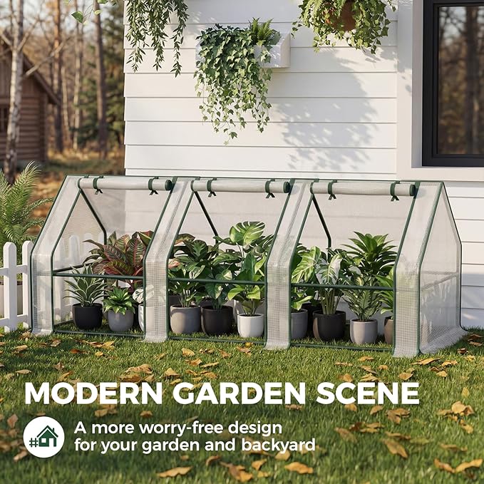 Gentingbro Mini Greenhouse Outdoor Portable Mini Greenhouse with Mesh Vents Portable Frame with Reinforced U-Shaped Ground Stakes 106 x 36 x 34-Inch