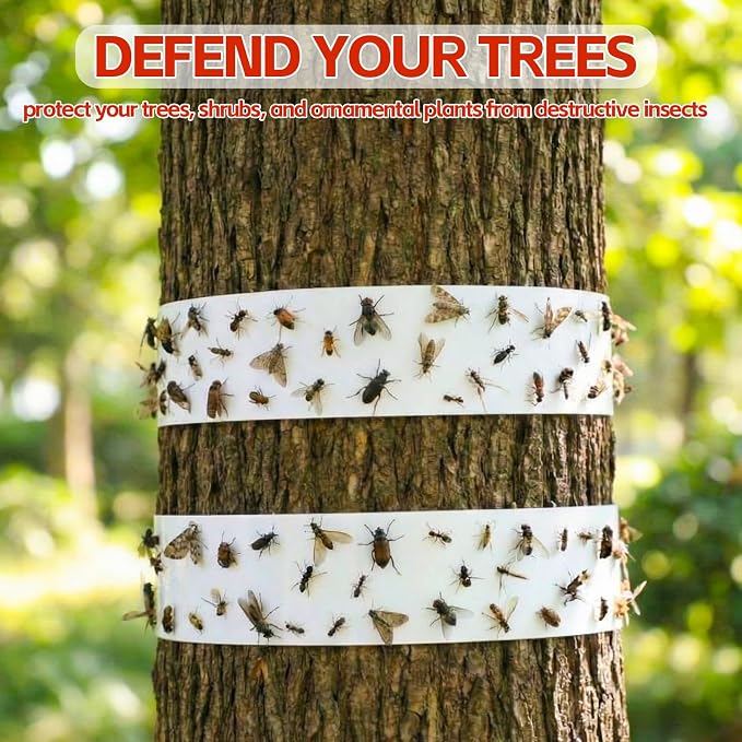 6 Rolls Spotted Lantern Fly Traps Ant Insect Barrier, 30 ft Each, Outdoor Fly Tree Tape Trees Wrap Spotted Lanternfly Killer for Protect Trees, Fruit & Plants, Pest Control Lawn & Garden