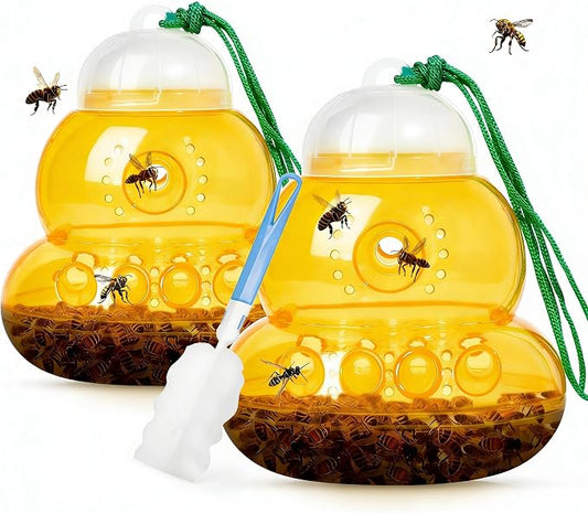 2 Pack Reusable Wasp Traps Outdoor Hanging Yellow Jacket Trap Carpenter Bee Traps for Outside Hornet Trap Wasp Catcher for Outdoors, Wasps Killer Garden, Farm, Insect Bug Flies