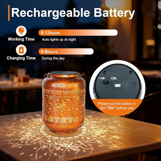 4Pack Dragonfly Solar Lanterns Outdoor Waterproof Christmas Gifts for Women Metal Hanging Solar Lights for Yard Patio Lawn Backyard Butterfly Gardening Gifts for Mom Grandma Garden Decor