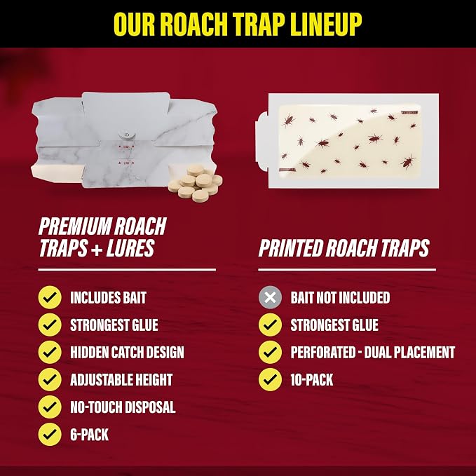 Catchmaster Cockroach Trap with Powerful Food-Based Bait – Glue Traps (10-Pk) Roach Killer for House – Kitchen, Bathroom & Garage, Indoor Pest Control and Bug Catcher Solution