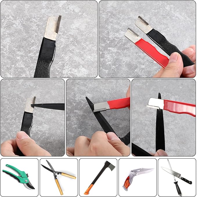 4 Pack Pocket Blade Sharpeners, Garden Tool Sharpener, Garden Knife Sharpener for Hedge Shears Scissors, Mini Portable Quick Edge Sharpening Multipurpose Usage for Cutter Scissor Axe Clipper Pruners