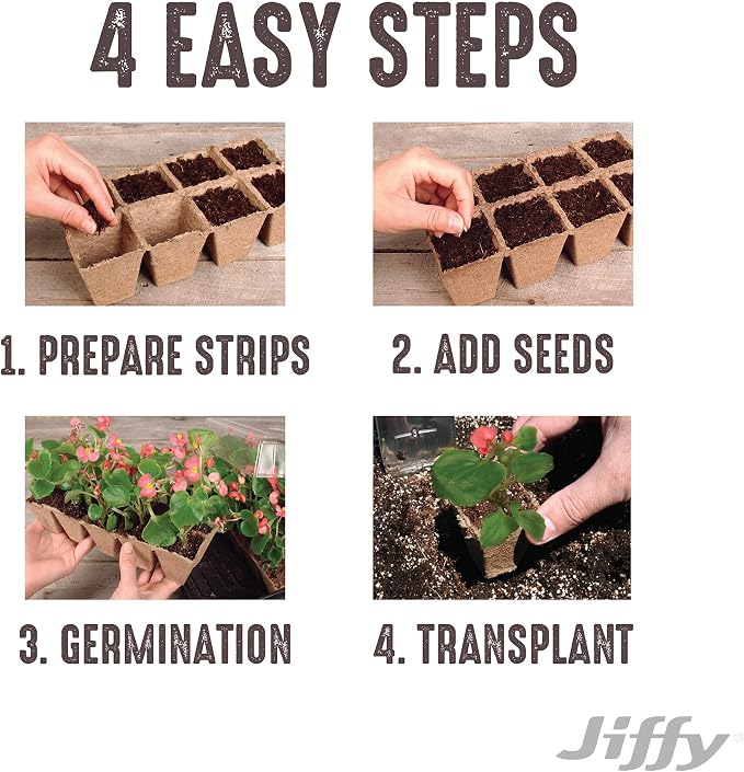 Ferry Morse Jiffy Seed Starting Strips - Biodegradable, Plant Starter Trays - 100 Strips (1000 Cells) - Peat