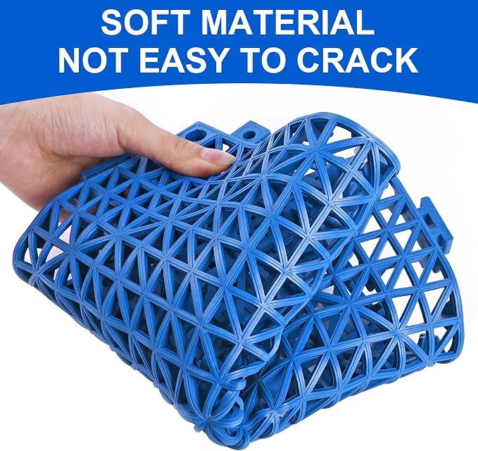 MYFAMIREA Modular Interlocking Cushion 12 Pack 11.8" x 11.8" Rubber Floor Tiles Non-Slip Splicing Drainage Mats for Deck, Pool, Outdoor Shower, Patio, Balcony, Indoor Bathroom, Kitchen (Gary Blue)