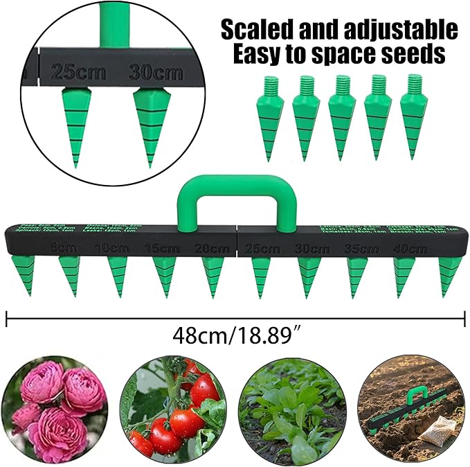 Seed Spreader Tool - 10-Hole Adjustable Detachable Seed Spacer, Handheld Seed Planter Tool Lightweight Planter for Vegetables, Mini Seed Dispenser Gardening Tools for Small Seeds