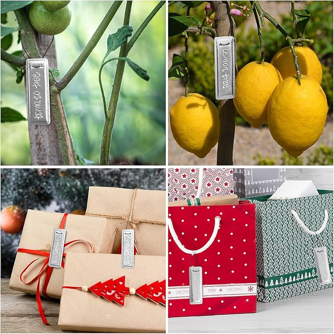 ArlinaL 50 Pack Aluminum Plant Labels, Metal Tags Outdoor for Plant Markers, Double Sided Writable Garden Tags with 6 Inch Wires