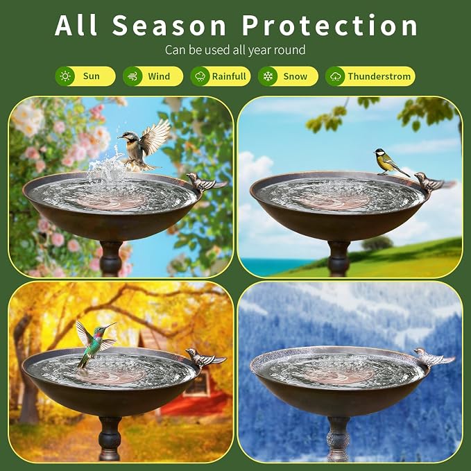 Bird Bath Cleaning Discs, 99.9% Pure Copper Triple-Point Support & Reinforced Design for Fresher Water, Universal Fit Outdoor Birdbaths Bowls