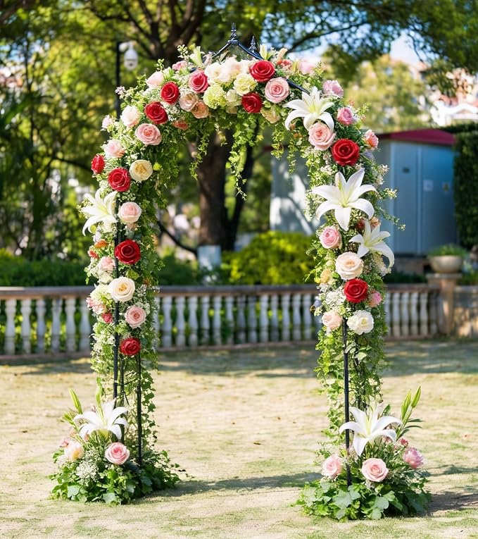 Metal Garden Arbors 8Ft Heavy Duty, Arch Trellis for Climbing Plants | Outdoor Arbor Thickened Metal Frame Trellises Grapes Rose Yard Entrance Wedding Arched Backdrop Stand Party Event Decoration