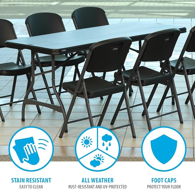 Lifetime 6-Foot Nesting Folding Table, Commercial, Black