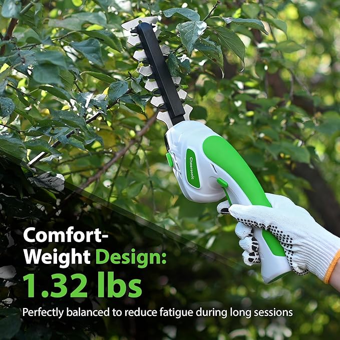 Cordless Grass Shear & Hedge Trimmer 7.2V Handheld Electric Grass Trimmer with 2 * 2000mAh Battery 2 in 1 Lightweight Shrub Trimmer Type-C Cable for Small Bushes, Lawn Edging & Garden Green