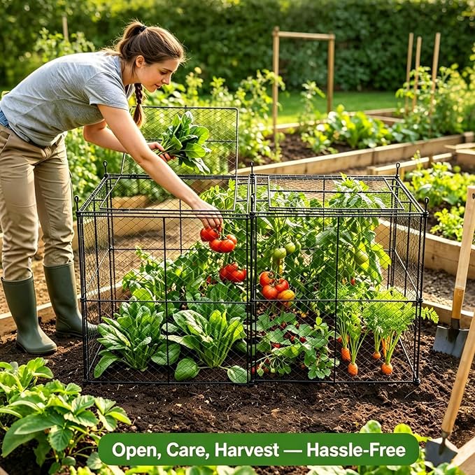 Crop Cage, 45"×23"×24" Garden Cage to Keep Animals Out, Chicken Wire Cloche, Heavy-Duty Plant Protector for Raised Garden Bed, Protect Vegetables from Rabbits Squirrels
