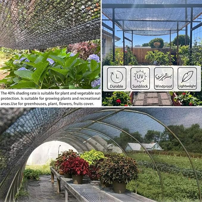 QLOFEI Shade Cloth for Garden, 40-50% Sunblock Mesh Tarp Shade Cloth with Grommets, Easy to Hang Sun Screens for Plants Greenhouse, Sun Shades Outdoor Patio Kennel Chicken Coop Pergola, 20x30 FT