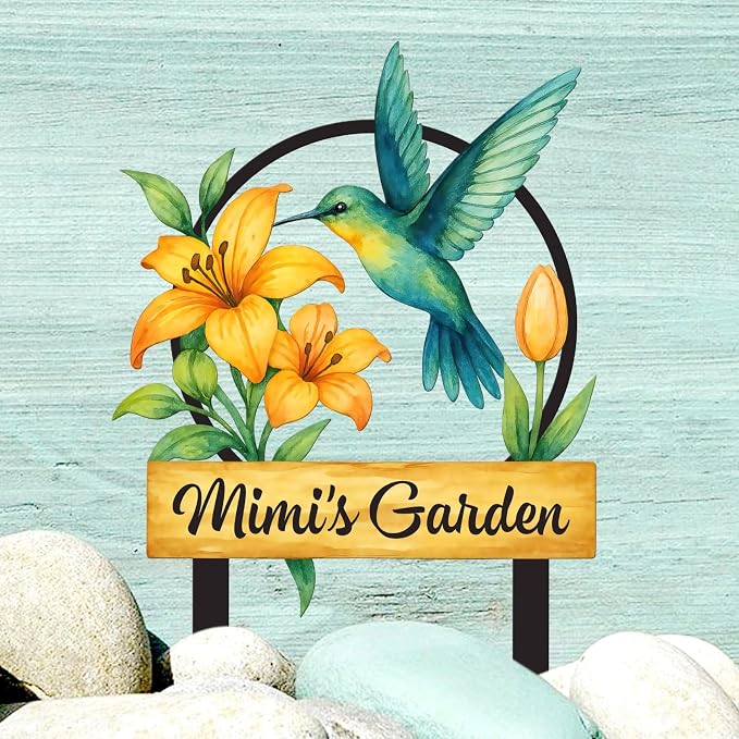 Personalized Metal Yard Sign for Mother's Day, Bird & Flower Design, Gift for Garden Lovers, Metal Sign, Garden Decor