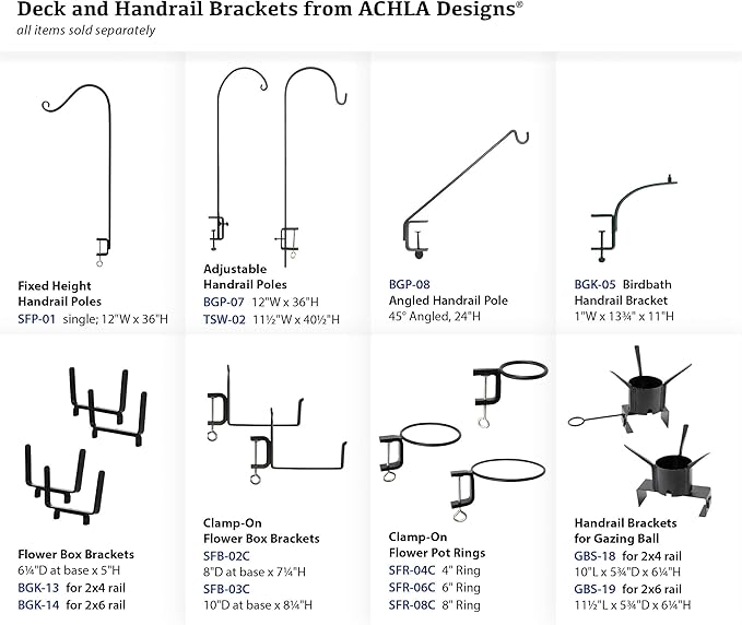 Achla Designs Window Flower Box Deck Railing Brackets, for 2 x 4, BGK-13