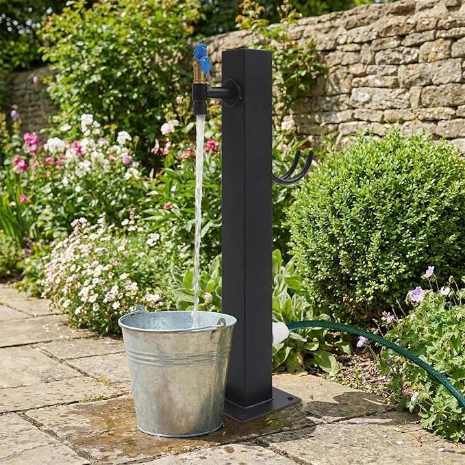 Outdoor Vertical Garden Water Column, 304 Stainless Steel & All-Copper Faucet, Dual Water Inlet，Outdoor Antifreeze Faucet Dispenser Hydrant Water Feature Fountain, for Irrigation