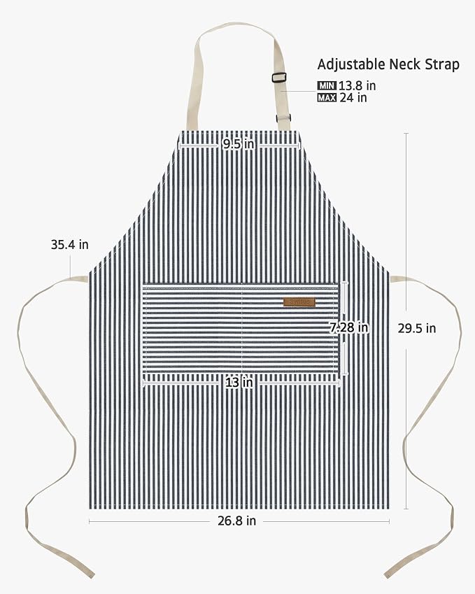 Syntus Apron for Men Women, Adjustable Cooking Kitchen Chef Aprons with 2 Pockets