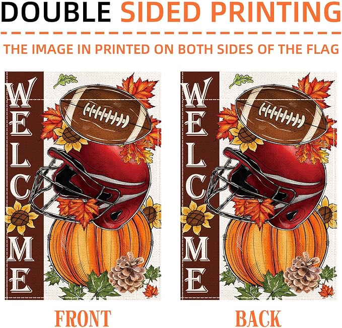 Fall Garden Flags, Fall Decorations for Home Outside,Thanksgiving Pumpkin Baseball Garden Flag Yard Outdoor(28 * 40in)