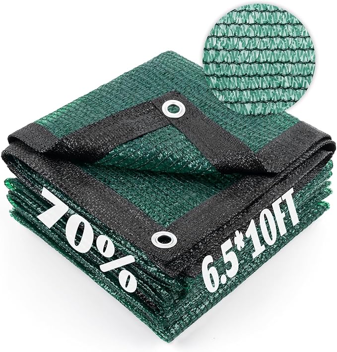 Cool Area 70% Sun Shade Cloth Mesh Tarp with Grommets for Plant Cover 6.5x10ft Patio Canopy Garden Pergola Greenhouse Car Barn Kennel Dark Green