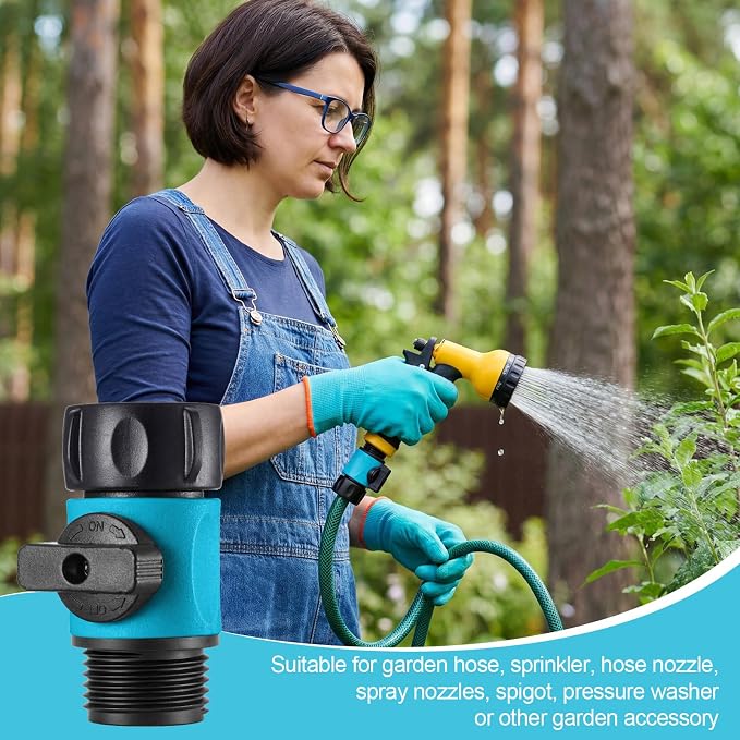 Hotop 6 Pcs Garden Hose Shut Off Valve Plastic Connect Water Hose Turn Off Valve with Anti Leak Standard 3/4 Inch Thread and Rubber Gaskets (Blue)