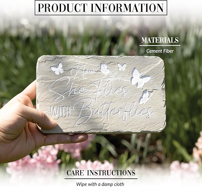 Pavilion Gift Company – Butterflies – 7” Indoor Outdoor Weatherproof Decorative Garden Stepping Stone Plaque Bereavement In Memory Memorial Loss Of Loved One