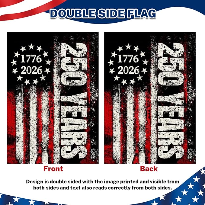 250 Anniversary Usa Garden Flags for Outside,250 Anniversary USA Flag 1776-2026 Semiquincentennial Commemorative Patriotic Yard Sign 4th of July Decorations 250 Year of Freedom Banner Double-Sided Waterproof Garden Flag with Stars Stripes 250 Year Amer...