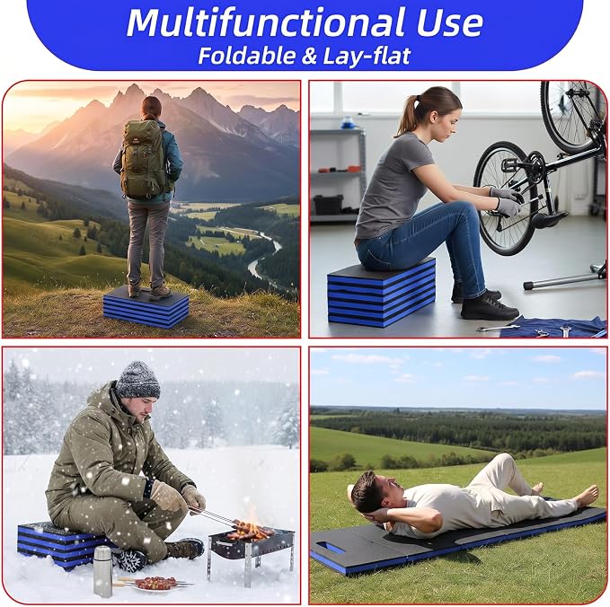 Kifmurase 1" Foldable Thick Kneeling Pad, 5 Fold Comfortable EVA Foam Knee Pads, Waterproof Mechanic Kneeling Pad with Handle, High-Density Cushion Mat for Gardening, Workout, Exercise, Mechanic