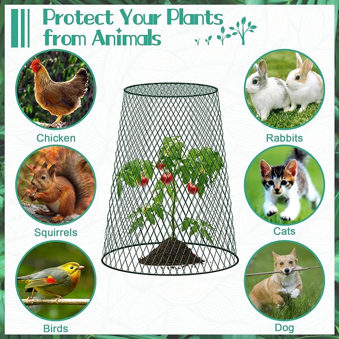 5 Packs 12"x15" Garden Cloches for Plants, Plant Protectors from Animals,Plant Cages for Outdoor Plants,Plant Covers from Animals,Chicken Wire Cloche with Stakes & Labels for Protect Plants,Vegetables
