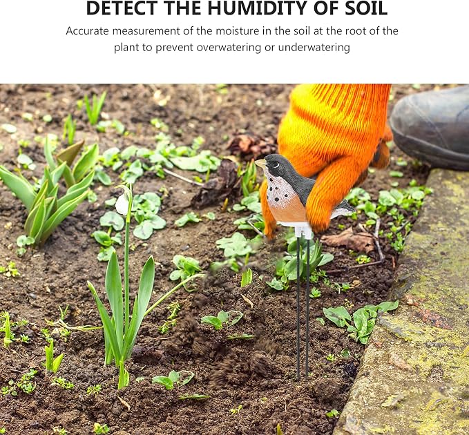 Yardwe Soil Moisture Meter, Bird Plant Water Tester with Chirping Alarm, Resin Soil Moisture Sensor for Indoor Potted Plants, Gardening Watering Indicator
