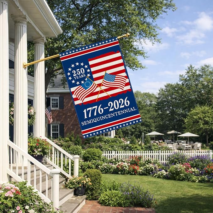 250th Anniversary America Garden Flag, 250 Years Banner USA 4th of July Patriotic 1776-2026 Yard Sign Double-Sided Waterproof Flag 28x40 Inch