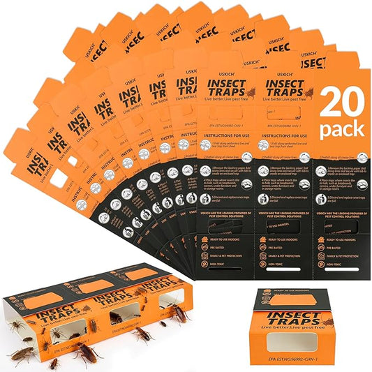 20 Pack Roach Traps, Cockroach Traps Indoor Home, Glue Roach Traps,Indoor Roach Trap, Garage & Shed, Pest Control for Home,Child & Pets Safe