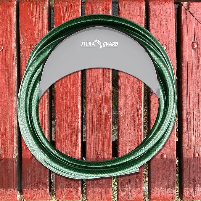 FLORA GUARD 29cm Hose Hanger, Wall-Mounted Metal Hose Holder, Anti-Corrosive Hose Bracket for Wall Storage (Grey)