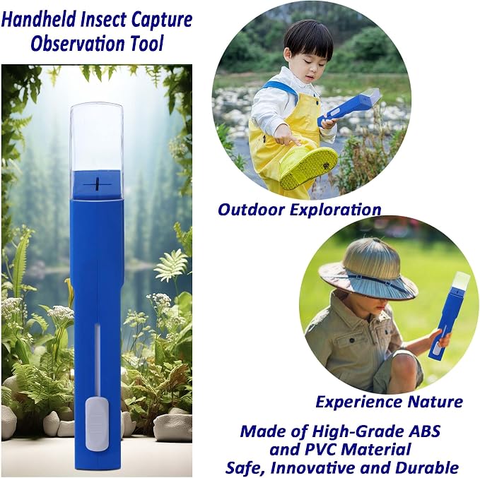 2 Pcs DelloidMaz Insect Catcher Small Animals Catcher Nature Exploration Tool to Capture Butterflies Bees Ladybugs Spiders Bug Catcher for Boys and Girls, Blue and Yellow (2)